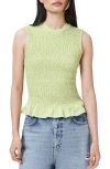 Allsaints Womens Ode Round-neck Shirred Organic-cotton Tank Jade Green In Jade Green