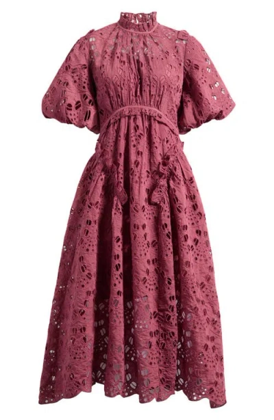 Allsaints Odette Eyelet Embroidered Dress In Pink