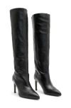Allsaints Nori Shimmer Boot Womens Tall Pointed Toeq Knee-high Boots In Black