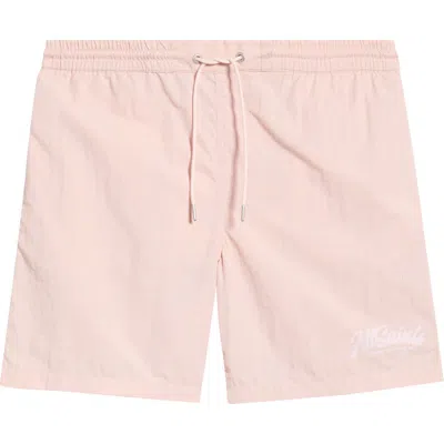 Allsaints Odyssey Logo Swim Trunks In Neutral
