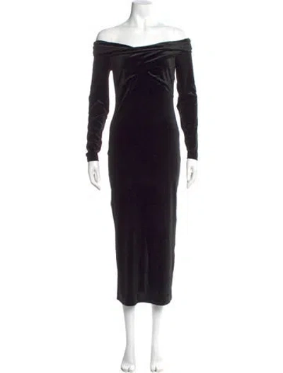 Pre-owned Allsaints Off-the-shoulder Long Dress In Black