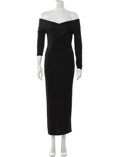 Pre-owned Allsaints Off-the-shoulder Long Dress In Black