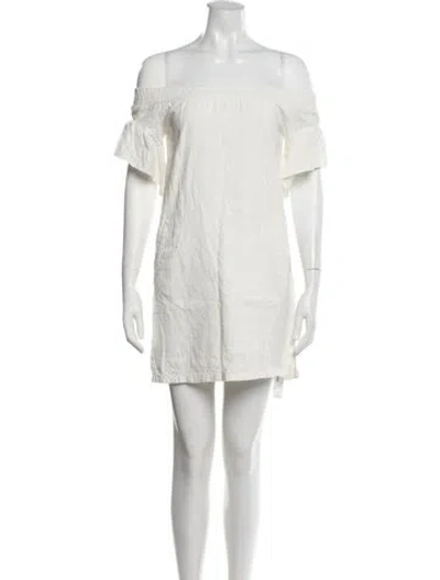 Pre-owned Allsaints Off-the-shoulder Mini Dress In White