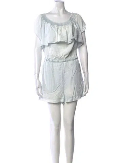 Pre-owned Allsaints Off-the-shoulder Romper In Blue
