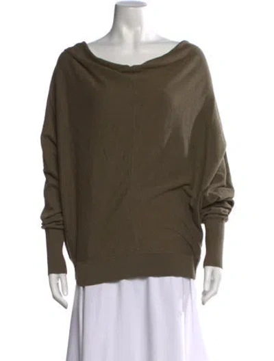 Pre-owned Allsaints Off-the-shoulder Sweater In Green