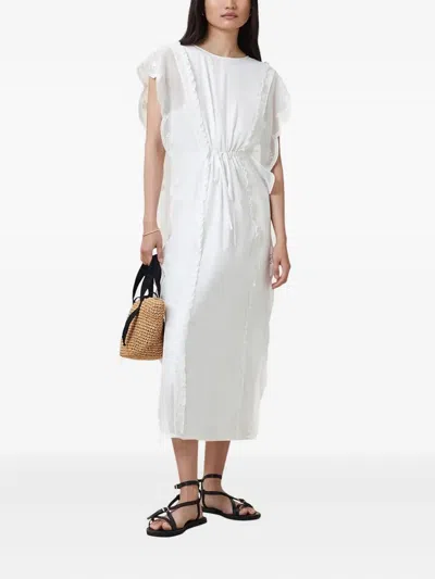 Allsaints Ola Lace-insert Ruffled Midi Dress In White