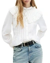Allsaints Olea Removable Collar Pintucked Shirt In White