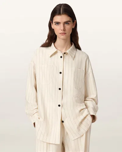 Allsaints Olga Relaxed Fit Long Sleeve Shirt In Neutral