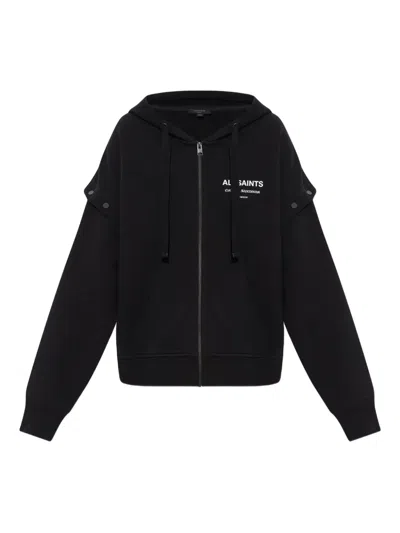 Allsaints Omnium Amphia Zip-up Hoodie In Black