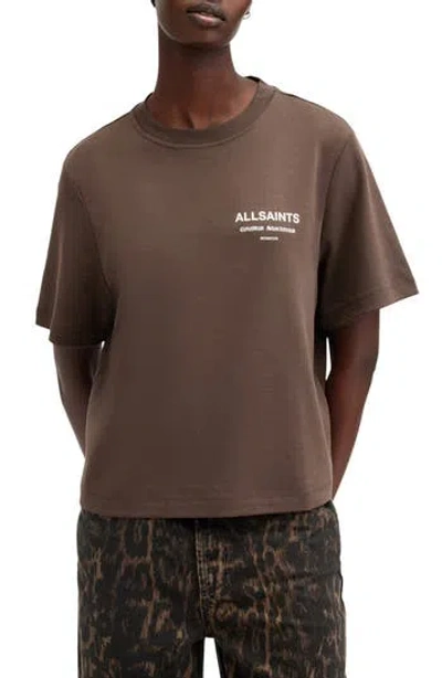 Allsaints Omnium Lisa Cotton Graphic T-shirt In Deep Brown