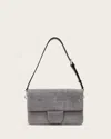 Allsaints Ondine Croc-effect Nubuck Shoulder Bag In Slate Blue