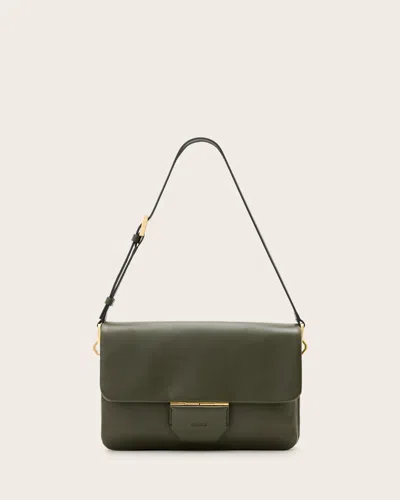 Allsaints Womens Military Green Jupiter Leather Cross-body Bag