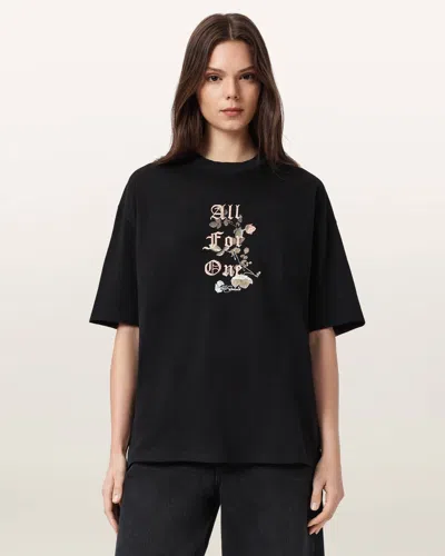 Allsaints Oneness Etta Embroidered Graphic T-shirt In Black