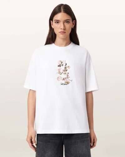 Allsaints Oneness Etta Embroidered Graphic T-shirt In White