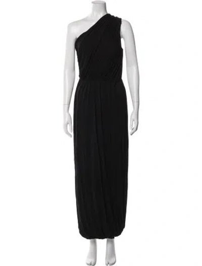 Pre-owned Allsaints One-shoulder Long Dress In Black