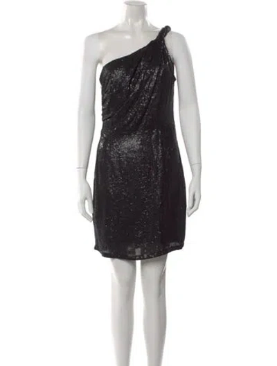 Pre-owned Allsaints One-shoulder Mini Dress In Black