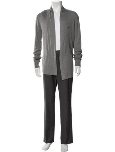 Pre-owned Allsaints Open Front Long Sleeve Cardigan In Gray