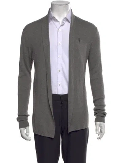 Pre-owned Allsaints Open Front Long Sleeve Cardigan In Gray