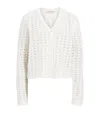 Allsaints Vivian Open Stitch V-neck Cardigan In White