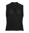 Allsaints Womens Black Vivian V-neck Open-knit Stretch-wool-blend Tank In Black
