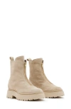 Allsaints Leather Ophelia Booties With Frontal Zip In Sand Brown
