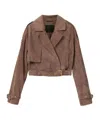 Allsaints Womens Mole Brown Ophelia Dropped-shoulder Belted-waist Suede Jacket Xs In Brown