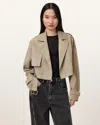 Allsaints Ophelia Cropped Suede Jacket In Sage Green