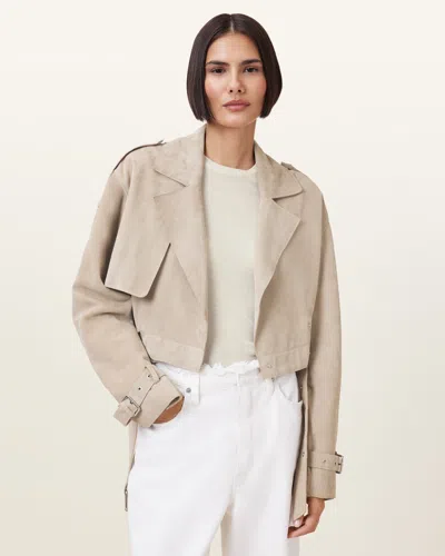ALLSAINTS GOAT SUEDE OPHELIA CROPPED SUEDE JACKET