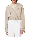 Allsaints Goat Suede Ophelia Cropped Suede Jacket In Silver Birch
