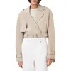 Allsaints Womens Silver Birch G Ophelia Dropped-shoulder Belted-waist Suede Jacket In Silver Birch Grey