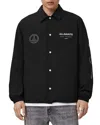 Allsaints Mens Black Orbital Branded-print Cotton-blend Jacket Xl In Black