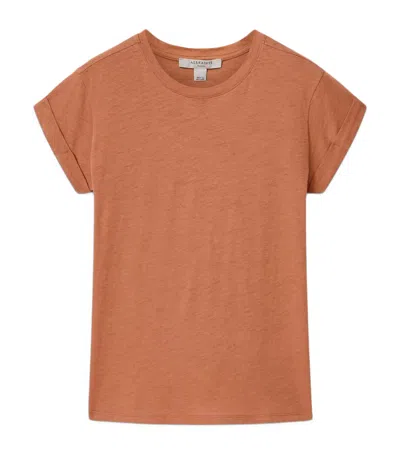 Allsaints Womens Pecan Brown Anna Relaxed-fit Short-sleeve Cotton T-shirt