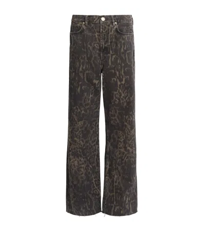 Allsaints Organic Cotton-blend Leopard Print Jeans In Brown