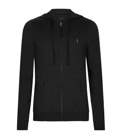 Allsaints Organic Cotton Brace Zip-up Hoodie In Black