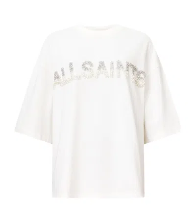 Allsaints Organic Cotton Embellished Amelie T-shirt In White