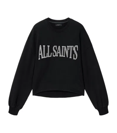 Allsaints Organic Cotton Embroidered Dash Sweatshirt In Black