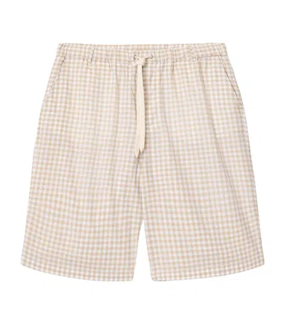Allsaints Organic Cotton Gingham Rockland Shorts In Yellow
