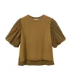 Allsaints Womens Fango Green Jess Puff-sleeve Relaxed-fit Cotton T-shirt Xs In Green