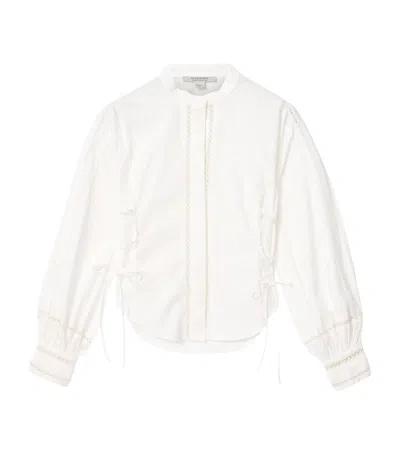 Allsaints Organic Cotton Open-work Frances Shirt In White
