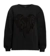 Allsaints Womens Black Trip Piper Crewneck Logo-motif Cotton Sweatshirt Xs In Black