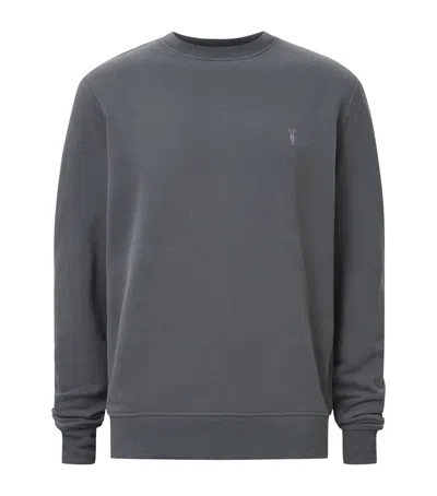 Allsaints Mens Gravestone Gre Raven Logo-embroidered Regular-fit Organic-cotton Sweatshirt In Carter Grey