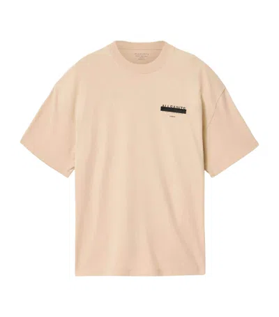 Allsaints Mens Sunset Brown Redact Embroidered-box Cotton T-shirt In Pink