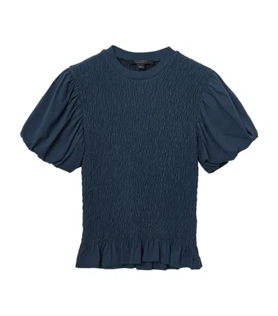 ALLSAINTS ORGANIC COTTON SMOCKED DAEL TOP