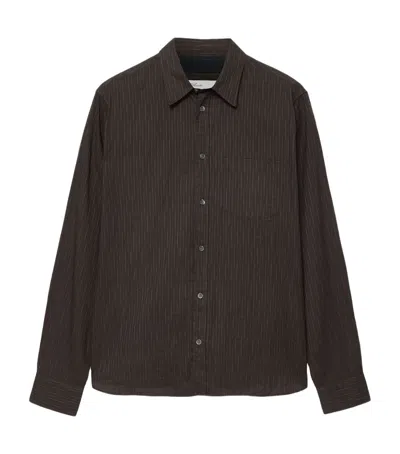 Allsaints Organic Cotton Stripe Judd Shirt In Brown