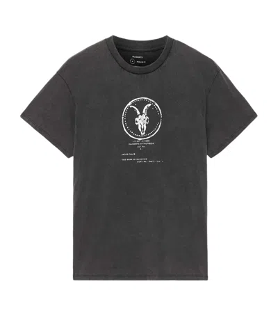 Allsaints Mens Tier Logo-print Cotton T-shirt Washed Black