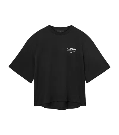 Allsaints Guardian Amelie Short Sleeve Graphic Logo T-shirt With Back Print In Black