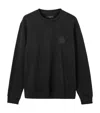 Allsaints Mens Jet Black Waved Crewneck Logo-print Cotton Sweatshirt Xs In Black