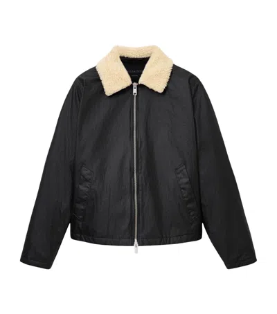 Allsaints Mens Black Boston Sherpa-collar Cotton Jacket