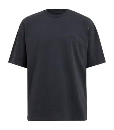 Allsaints Xander Flocked Logo Oversized T-shirt In Carter Grey