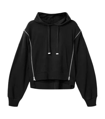 Allsaints Organic Cotton Zip-detail Ciara Hoodie In Black